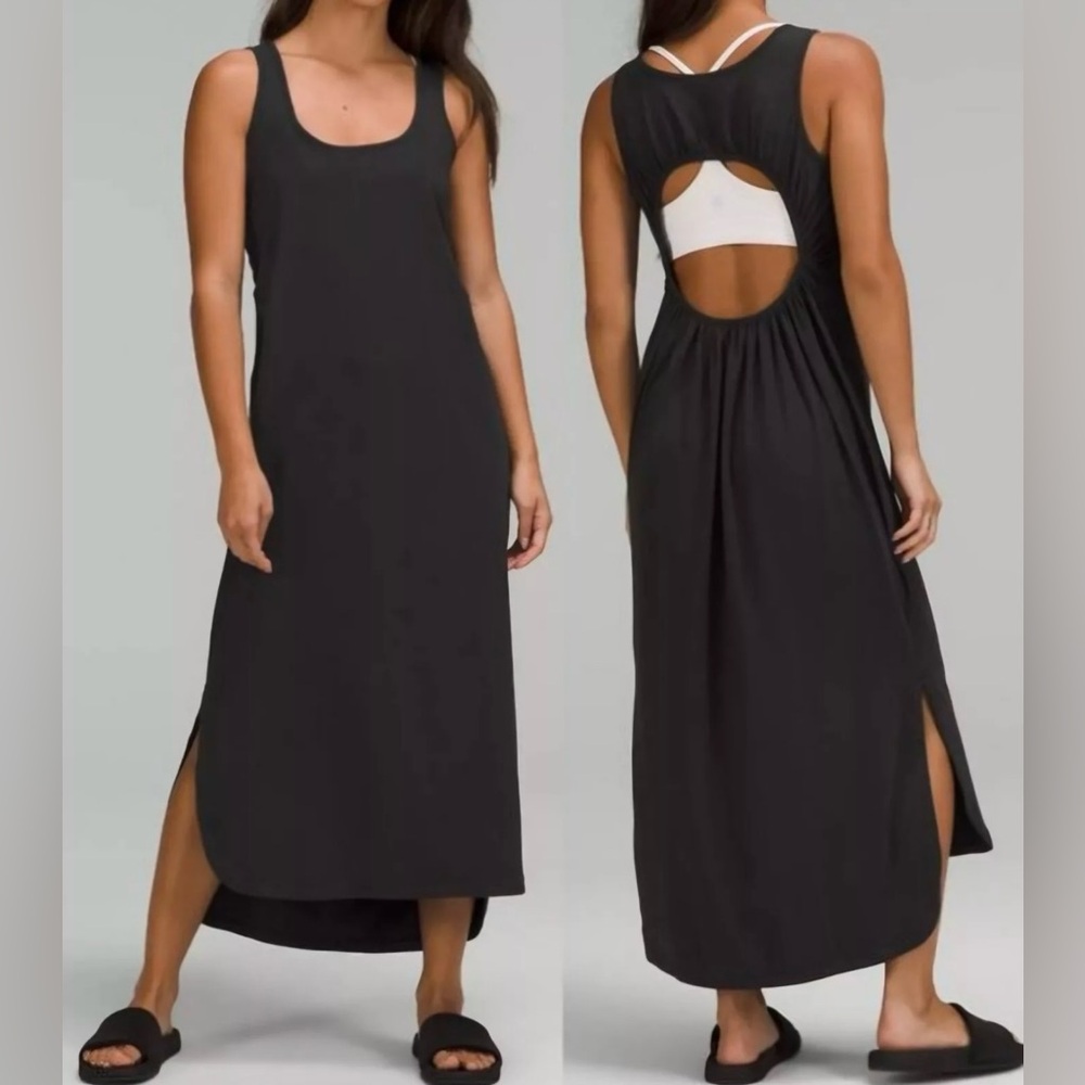 Lululemon Pima Cotton Open-Back Midi Dress Black